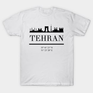 TEHRAN IRAN BLACK SILHOUETTE SKYLINE ART T-Shirt